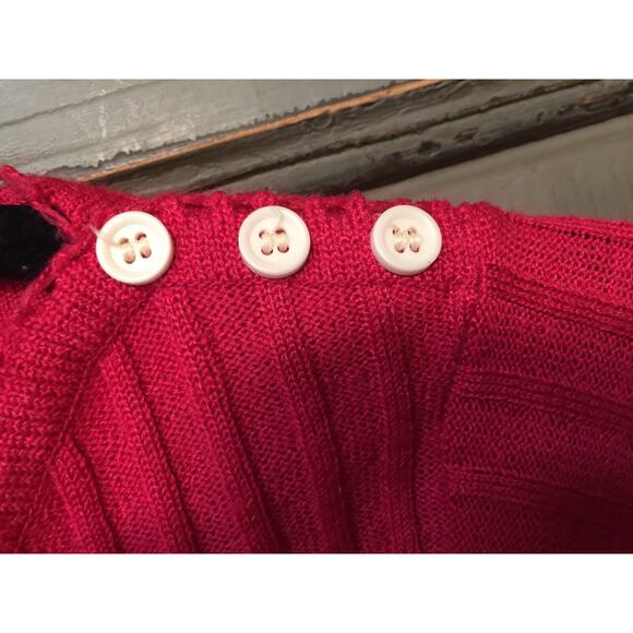 RK Knits Vintage Hot pink Ribbed Button Long Sleeve Light Weight Sweater - Picture 3 of 3